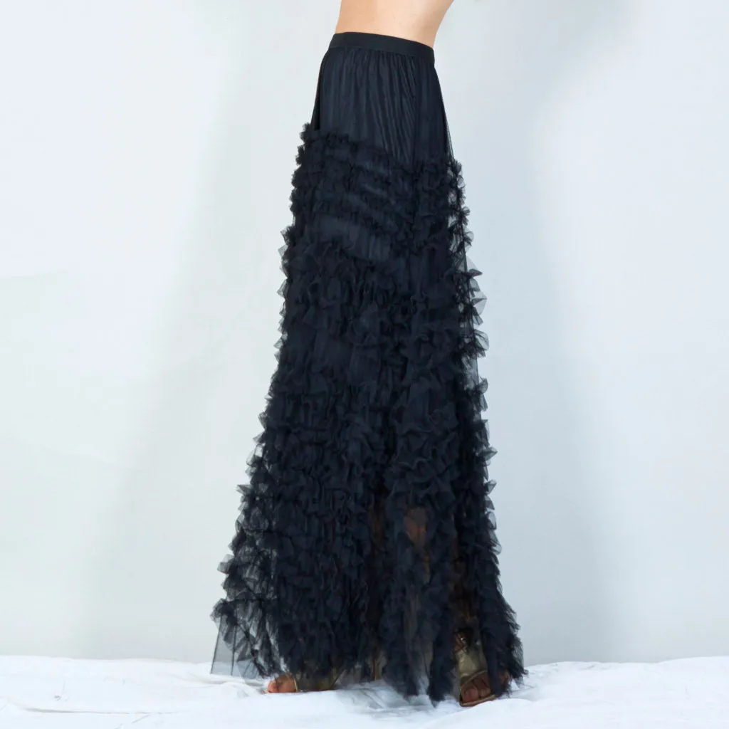 Ruffled tulle maxi skirt wholesale
