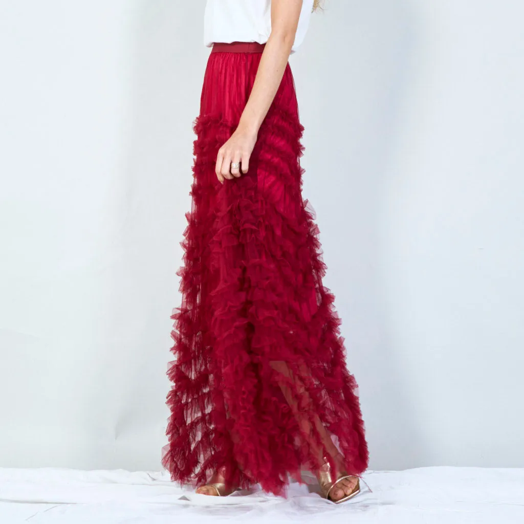 Ruffled tulle maxi skirt wholesale