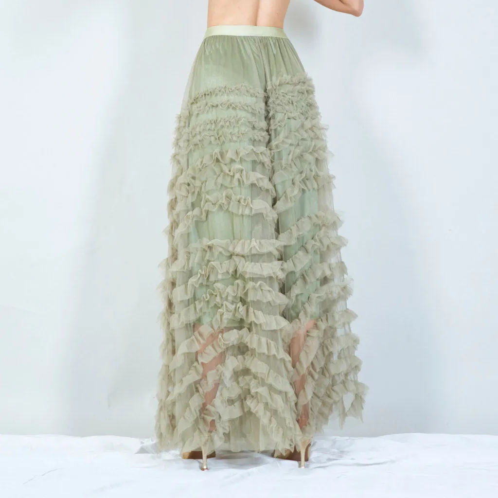 Ruffled tulle maxi skirt wholesale