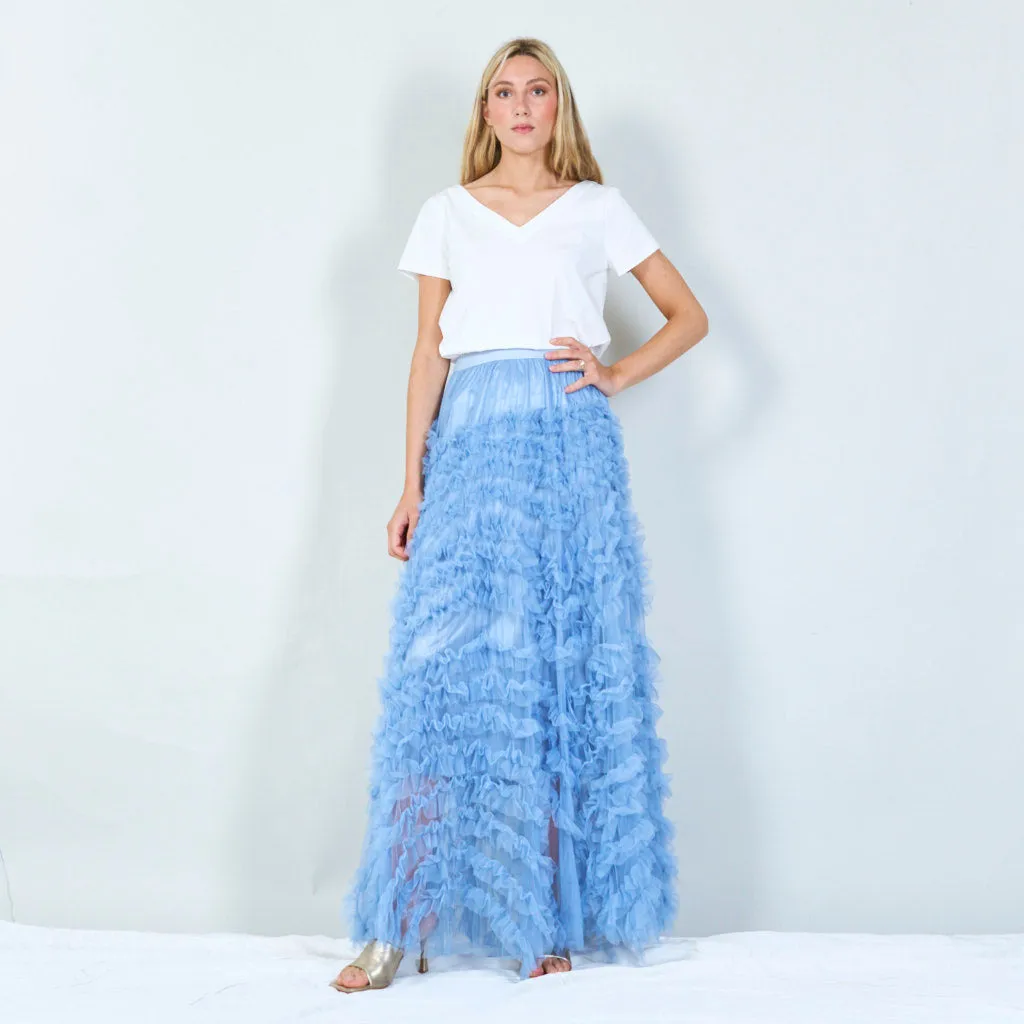 Ruffled tulle maxi skirt wholesale