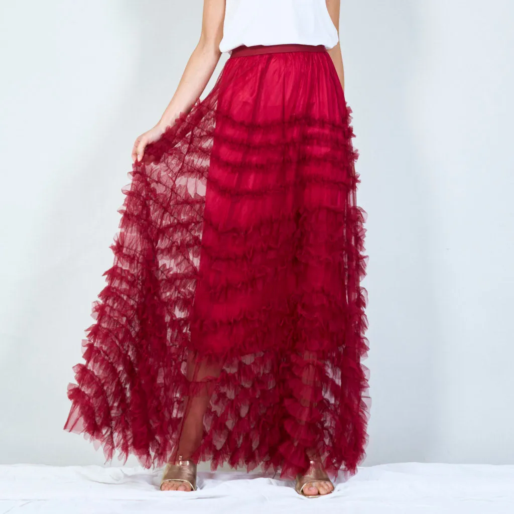 Ruffled tulle maxi skirt wholesale