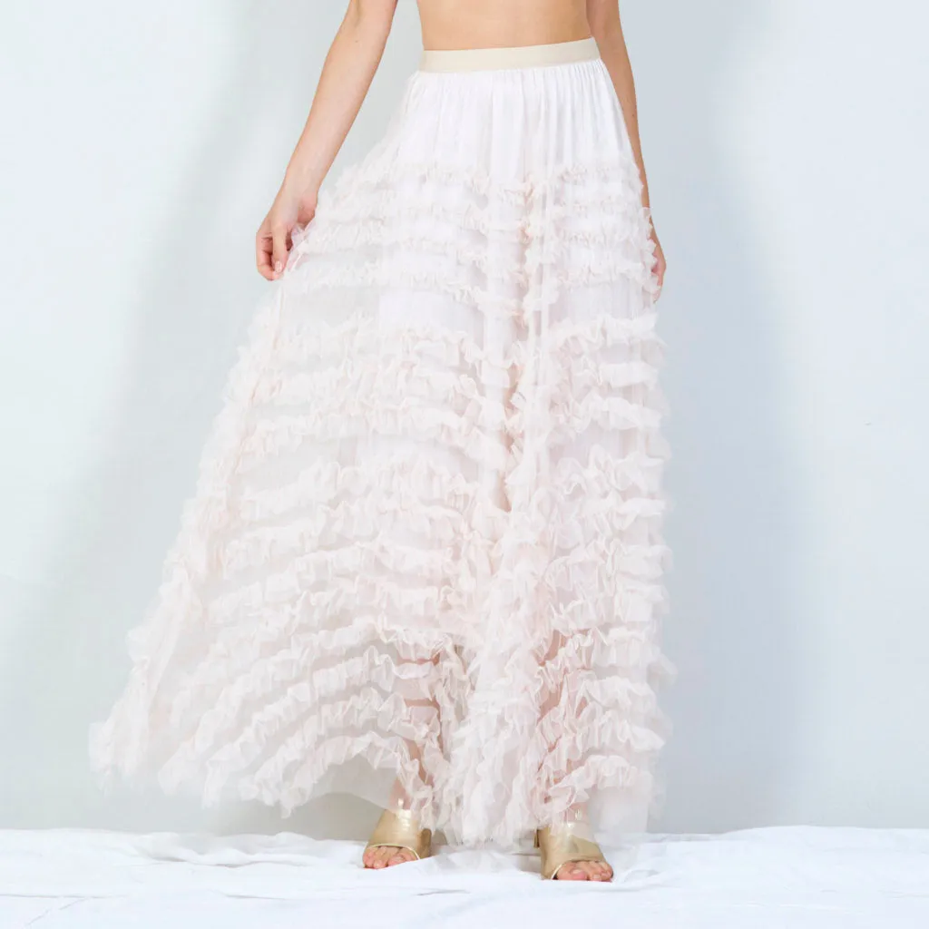 Ruffled tulle maxi skirt wholesale