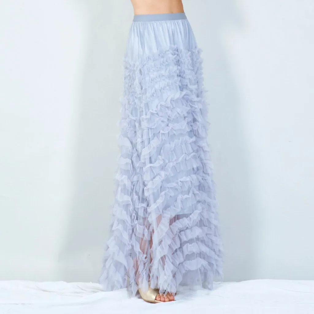 Ruffled tulle maxi skirt wholesale