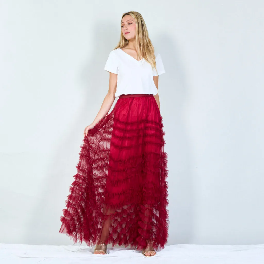 Ruffled tulle maxi skirt wholesale