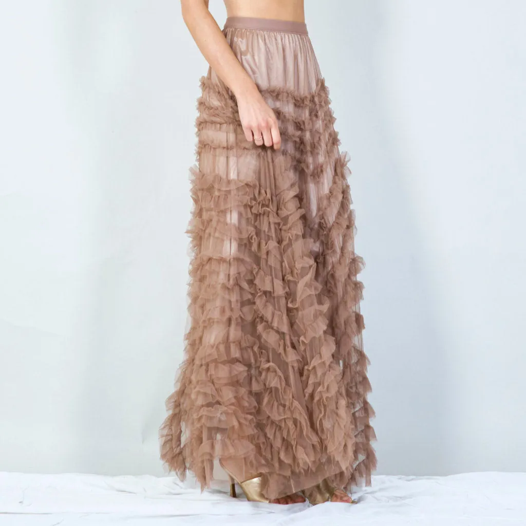 Ruffled tulle maxi skirt wholesale