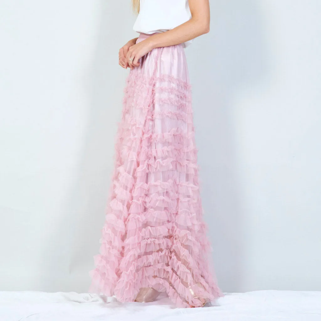 Ruffled tulle maxi skirt wholesale