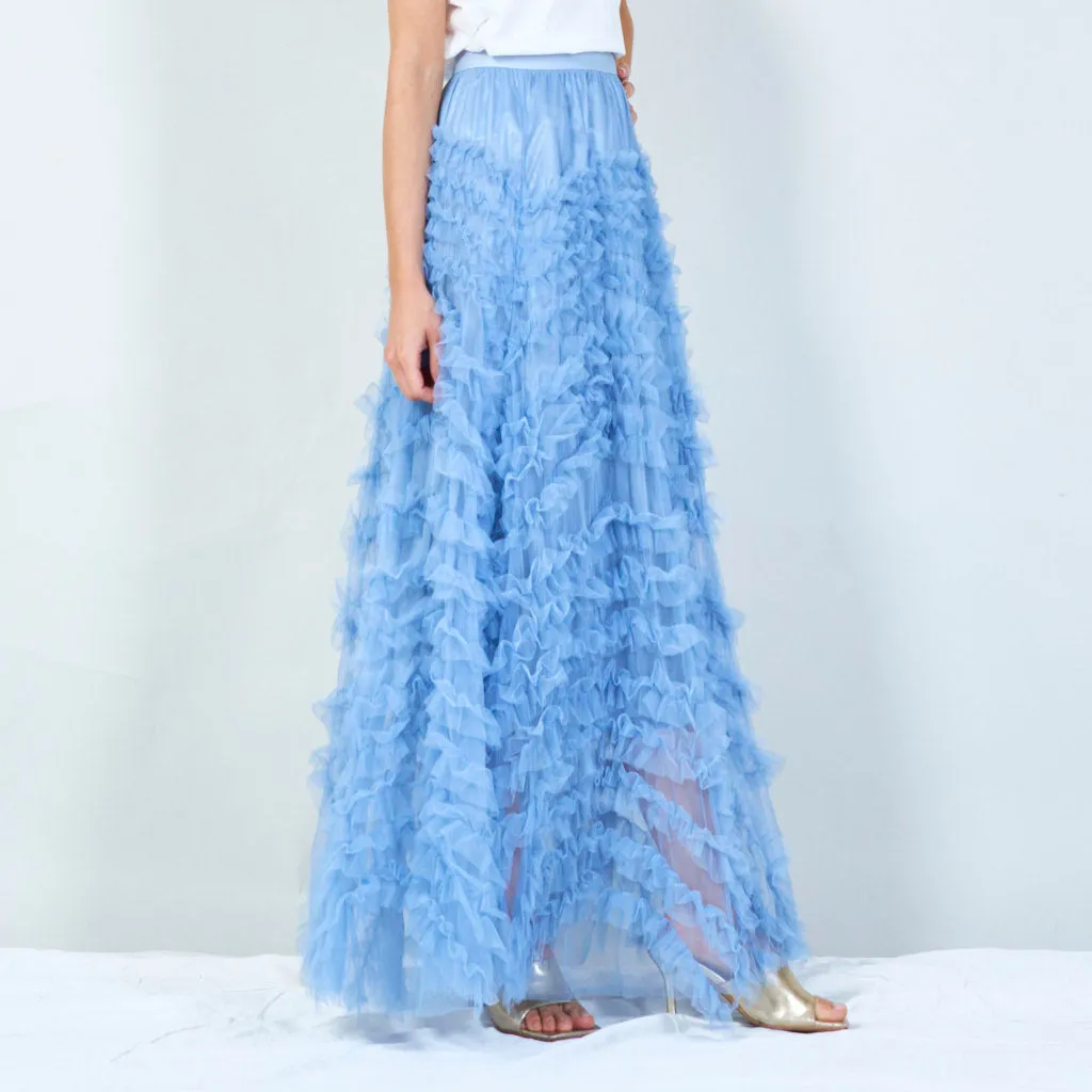 Ruffled tulle maxi skirt wholesale