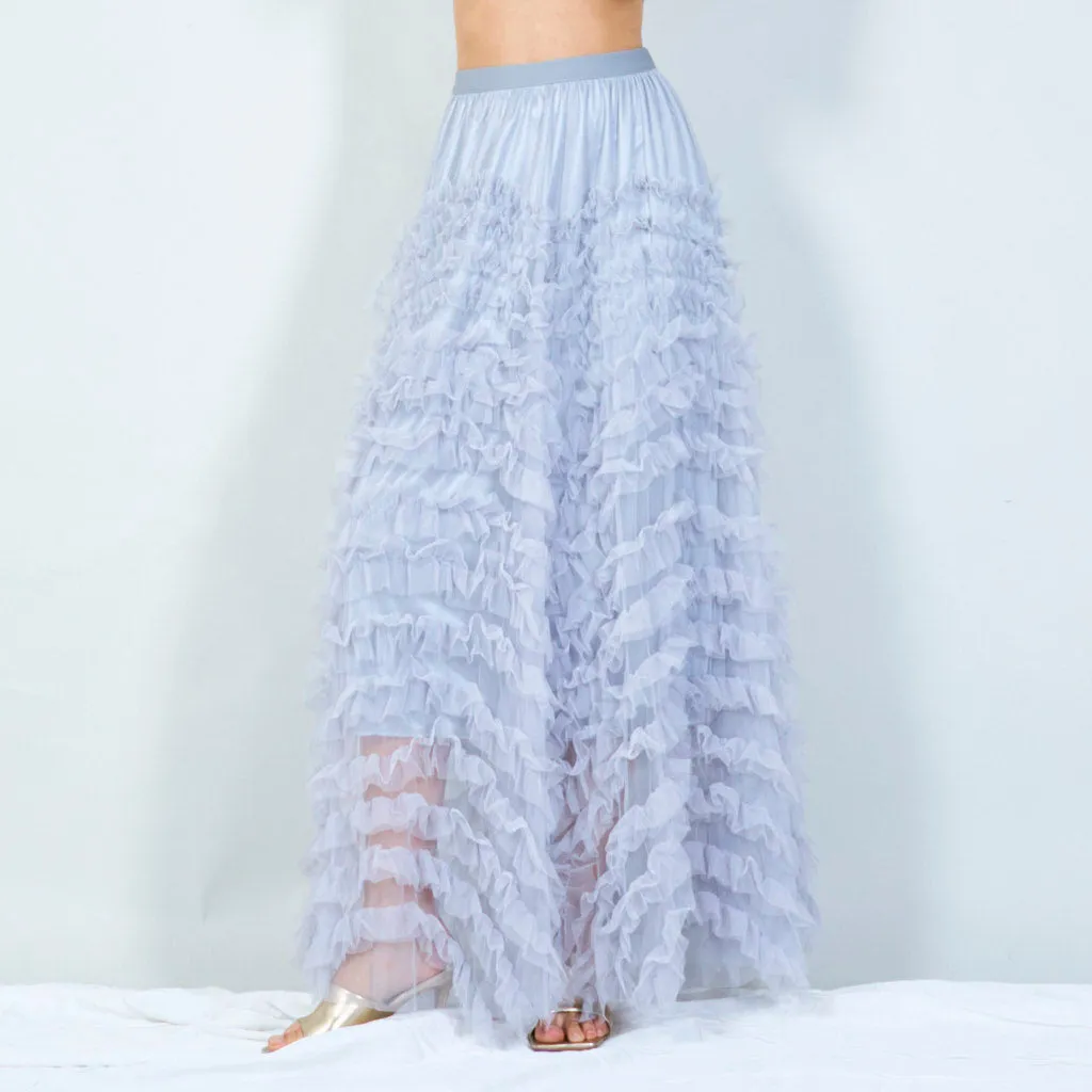 Ruffled tulle maxi skirt wholesale