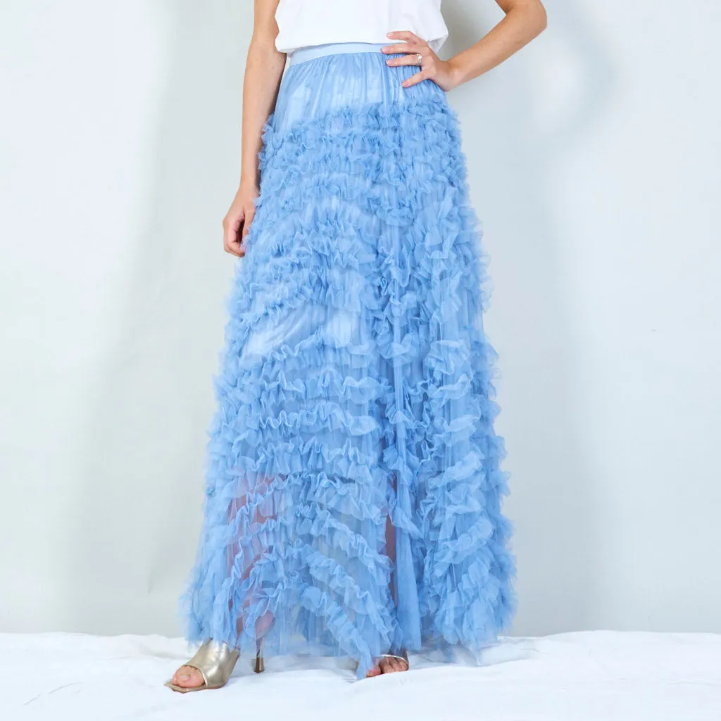 Ruffled tulle maxi skirt wholesale