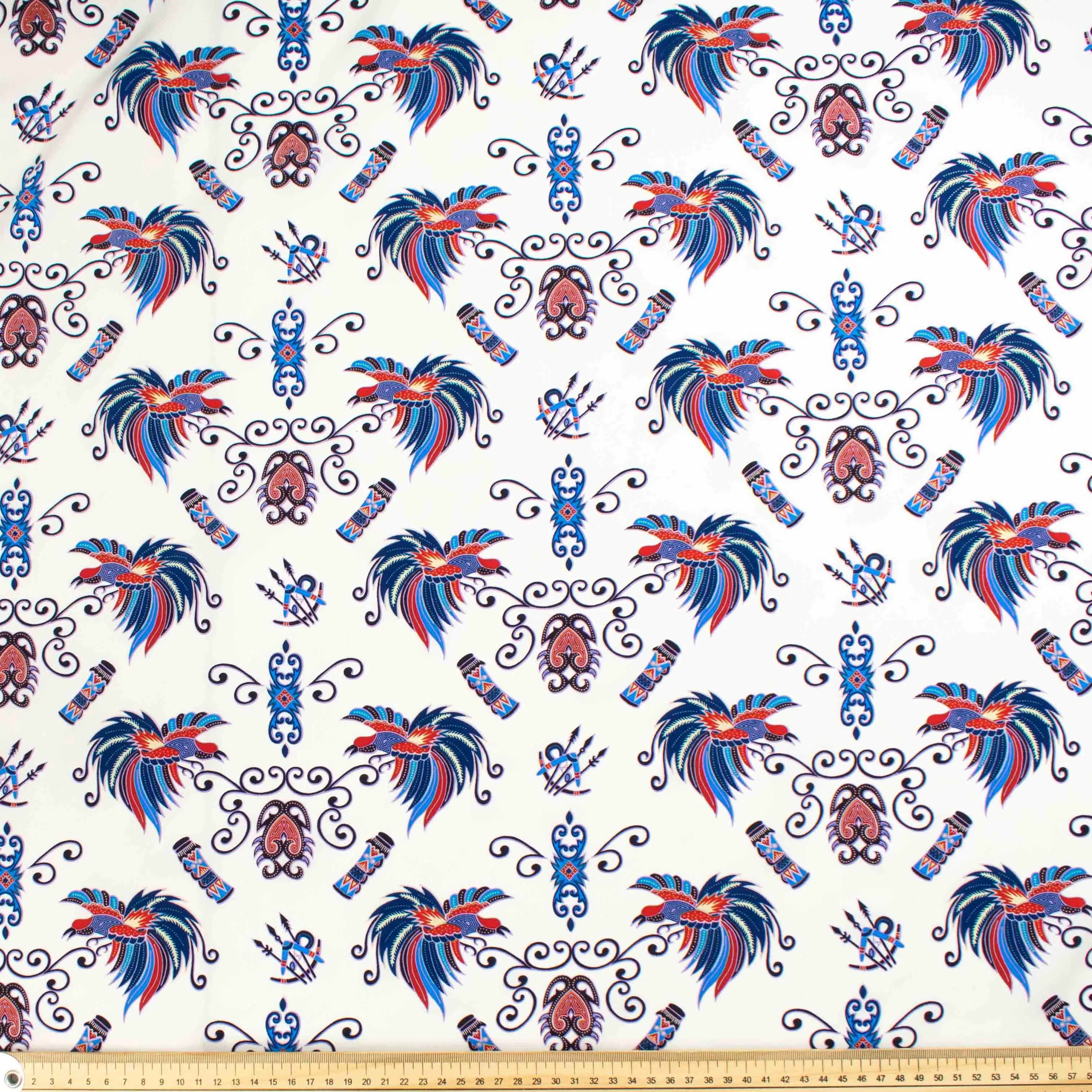 Sahara Printed Crepe Design-664 Blue Birds on White