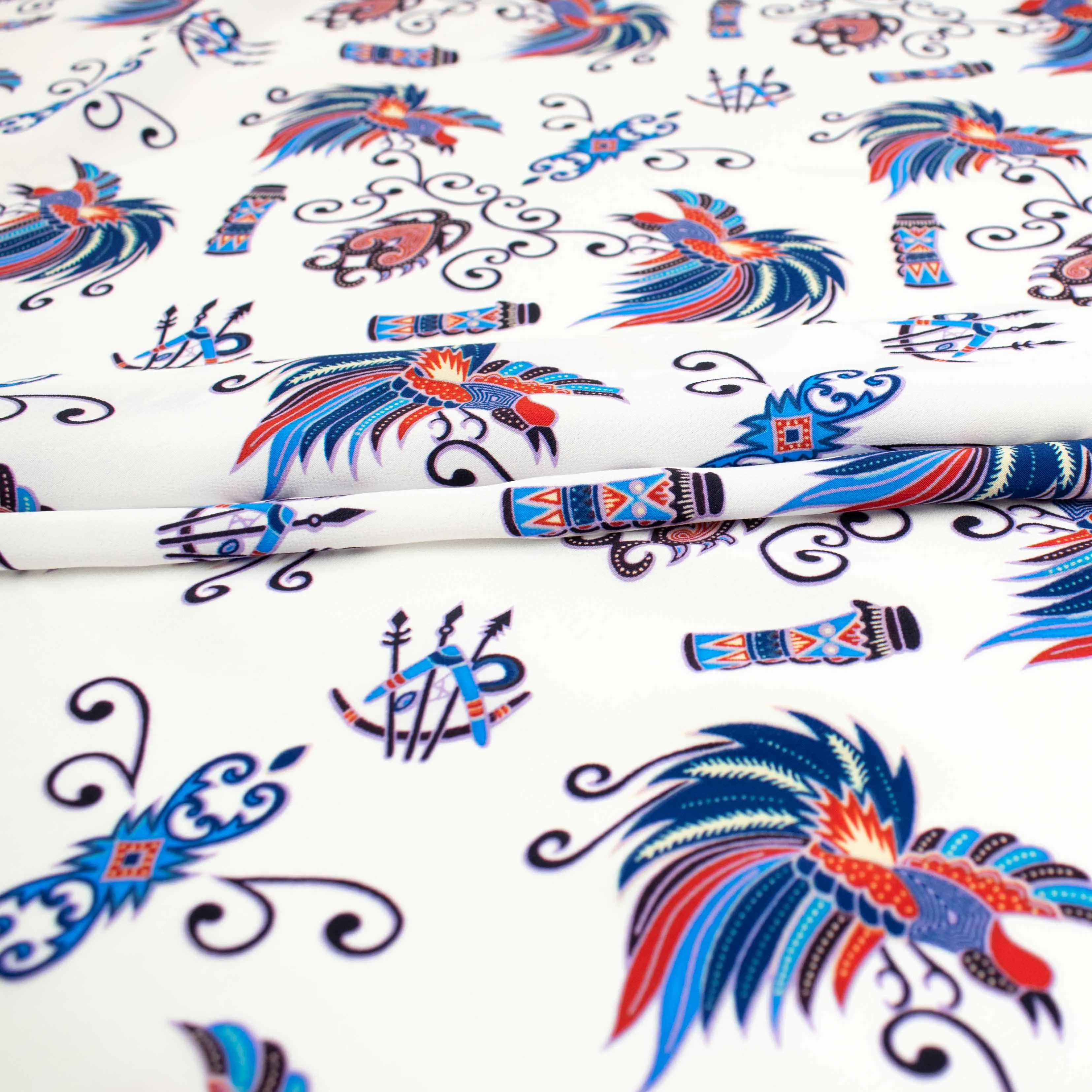Sahara Printed Crepe Design-664 Blue Birds on White