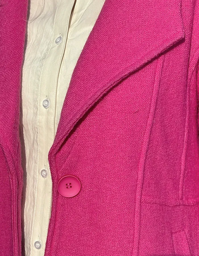See Saw Boiled Wool Button Collar Coat in Pink
