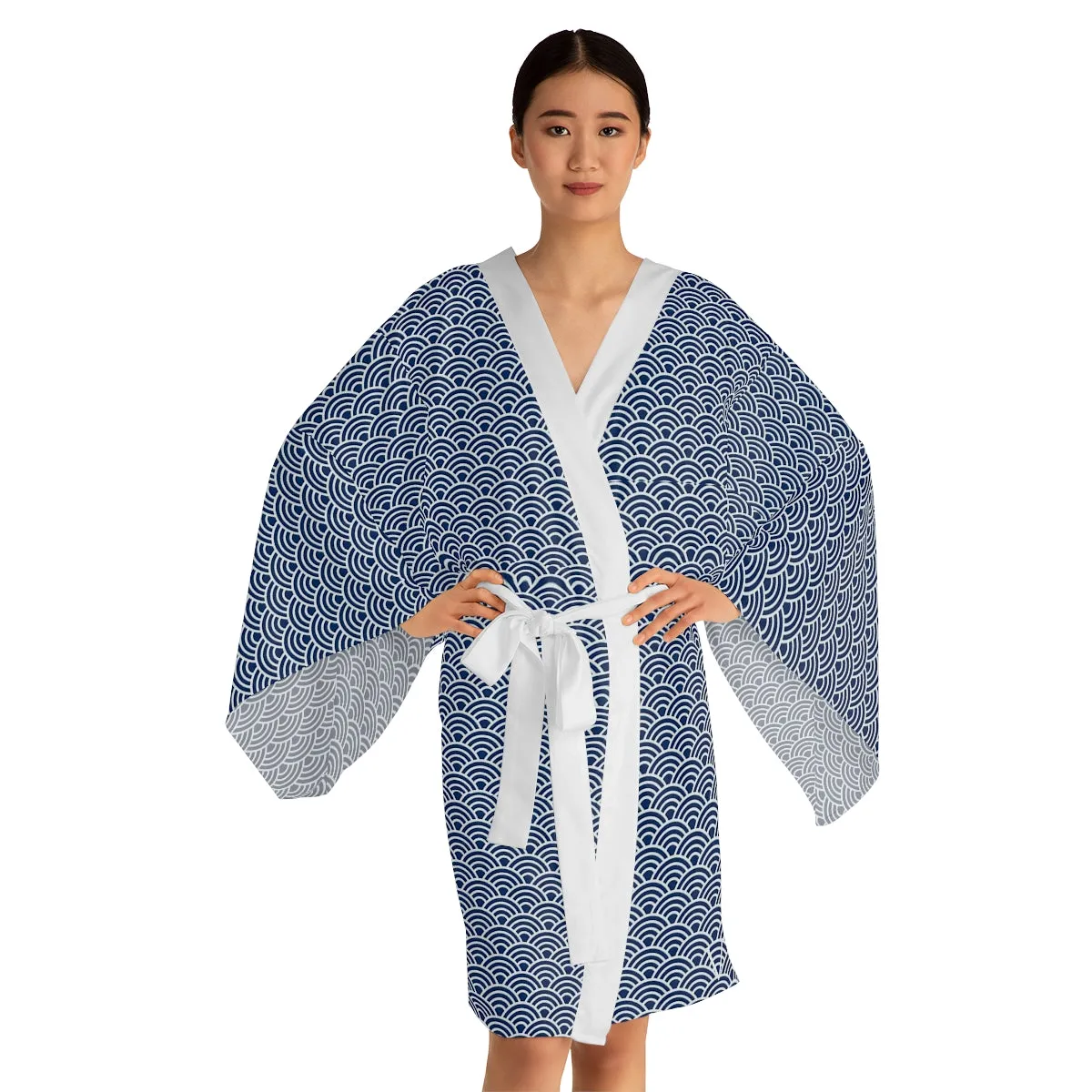 Seigaiha Long Sleeve Kimono Robe
