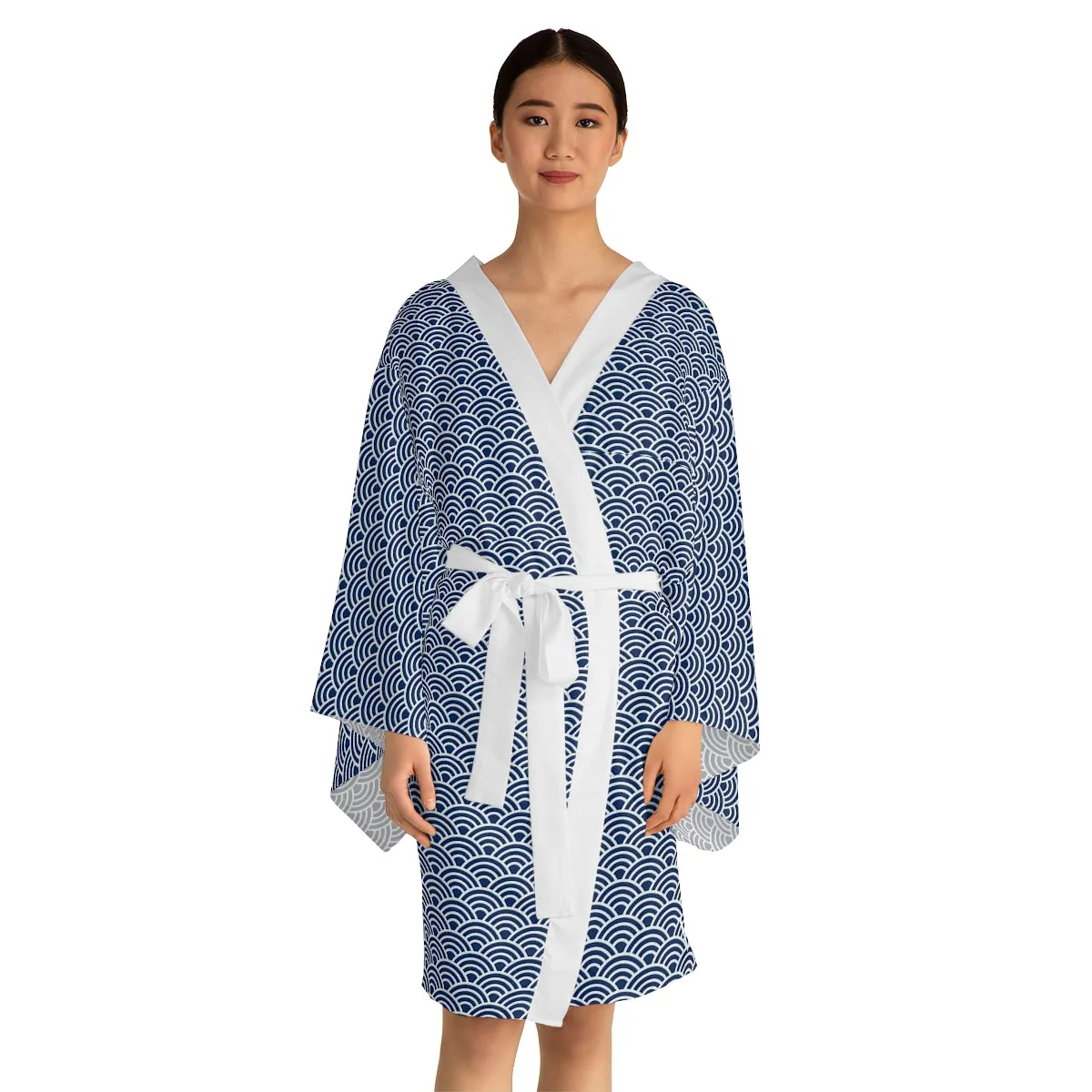 Seigaiha Long Sleeve Kimono Robe