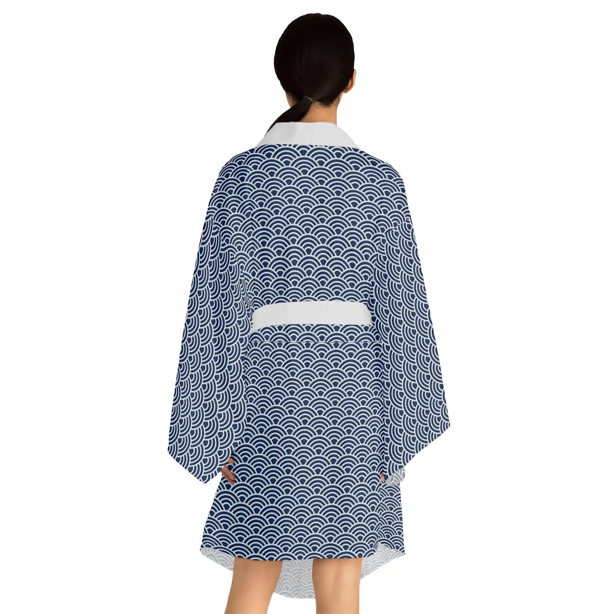 Seigaiha Long Sleeve Kimono Robe