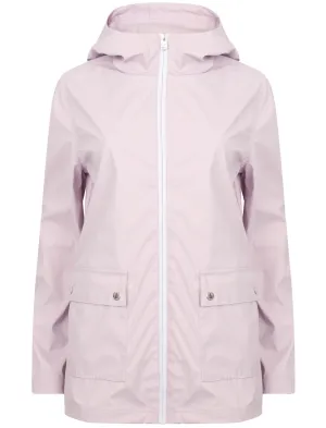 Shine  Matte Hooded Rain Coat In Lavender Fog - Tokyo Laundry