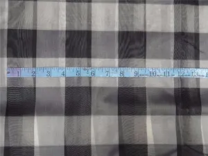 silk organza checks grey black and ivory color 44" wide [8273]