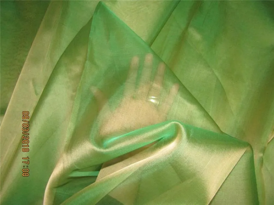 Silk Organza fabric green x gold color 54" wide pkt #28[2]