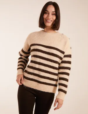 Striped Rib Detail Shoulder Jumper