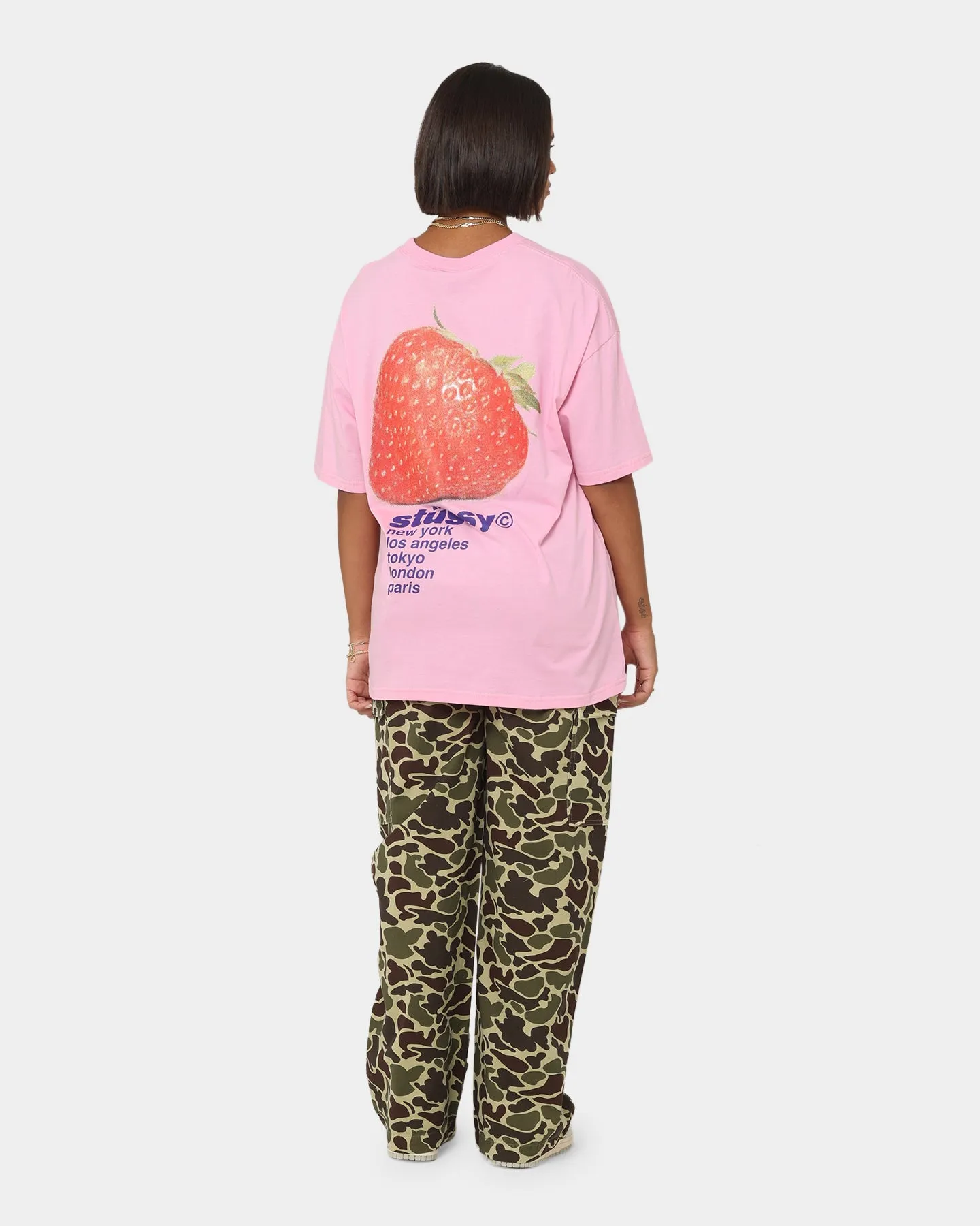 Stussy Women's Strawberry Relaxed T-Shirt Pigment Pink