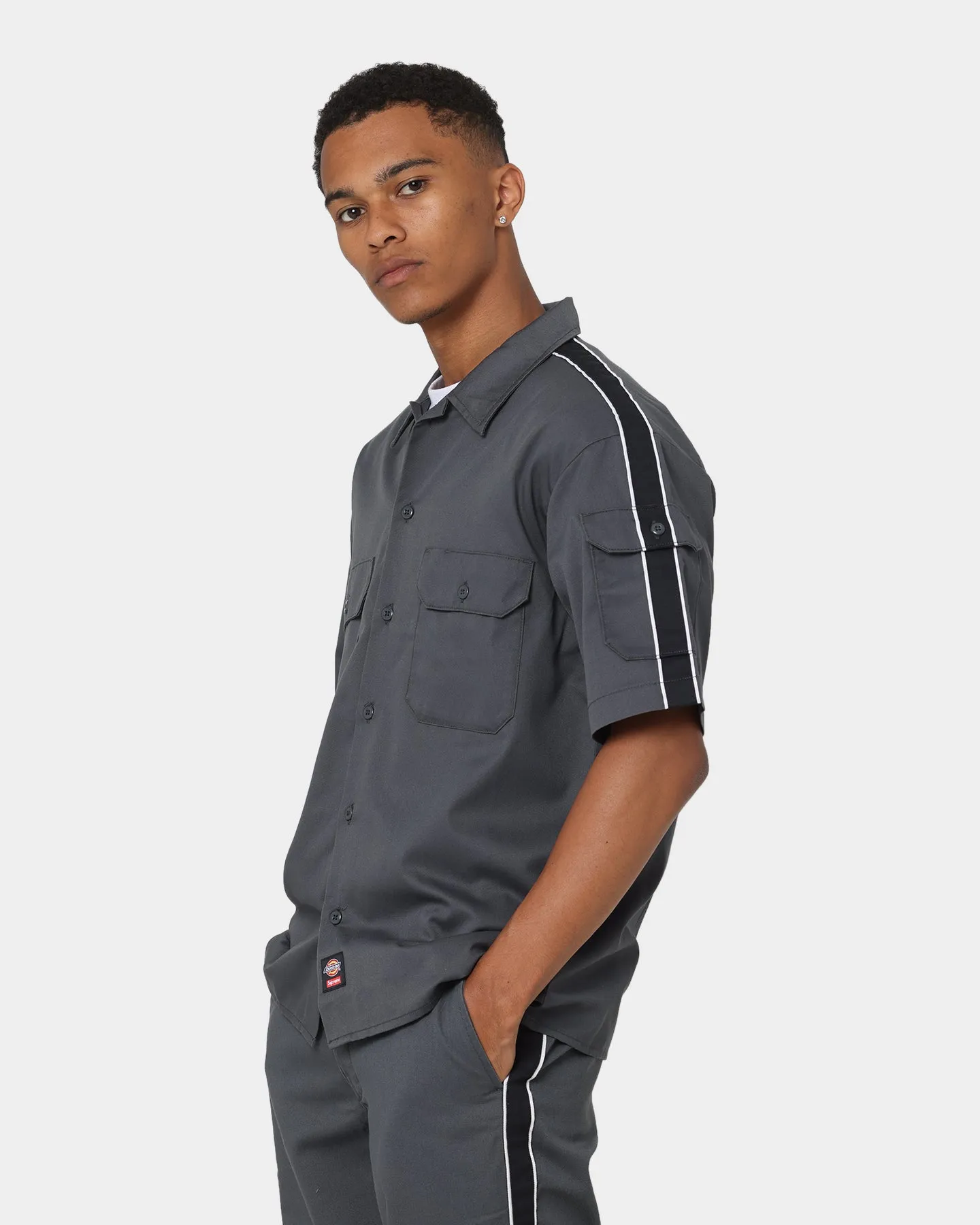 Supreme X Dickies Stripe T-Shirt Charcoal