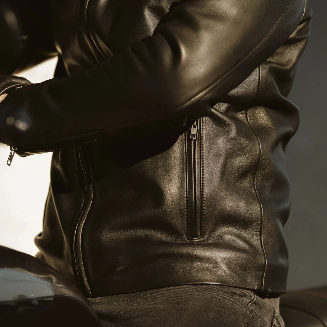 Thompson Leather Moto Jacket | Black