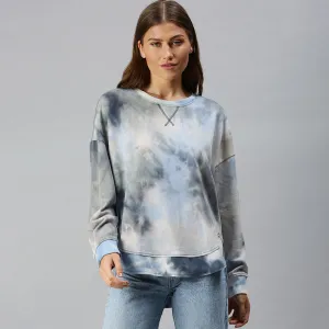 Tie Dye Long Sleeves Sweatshirt In Blue