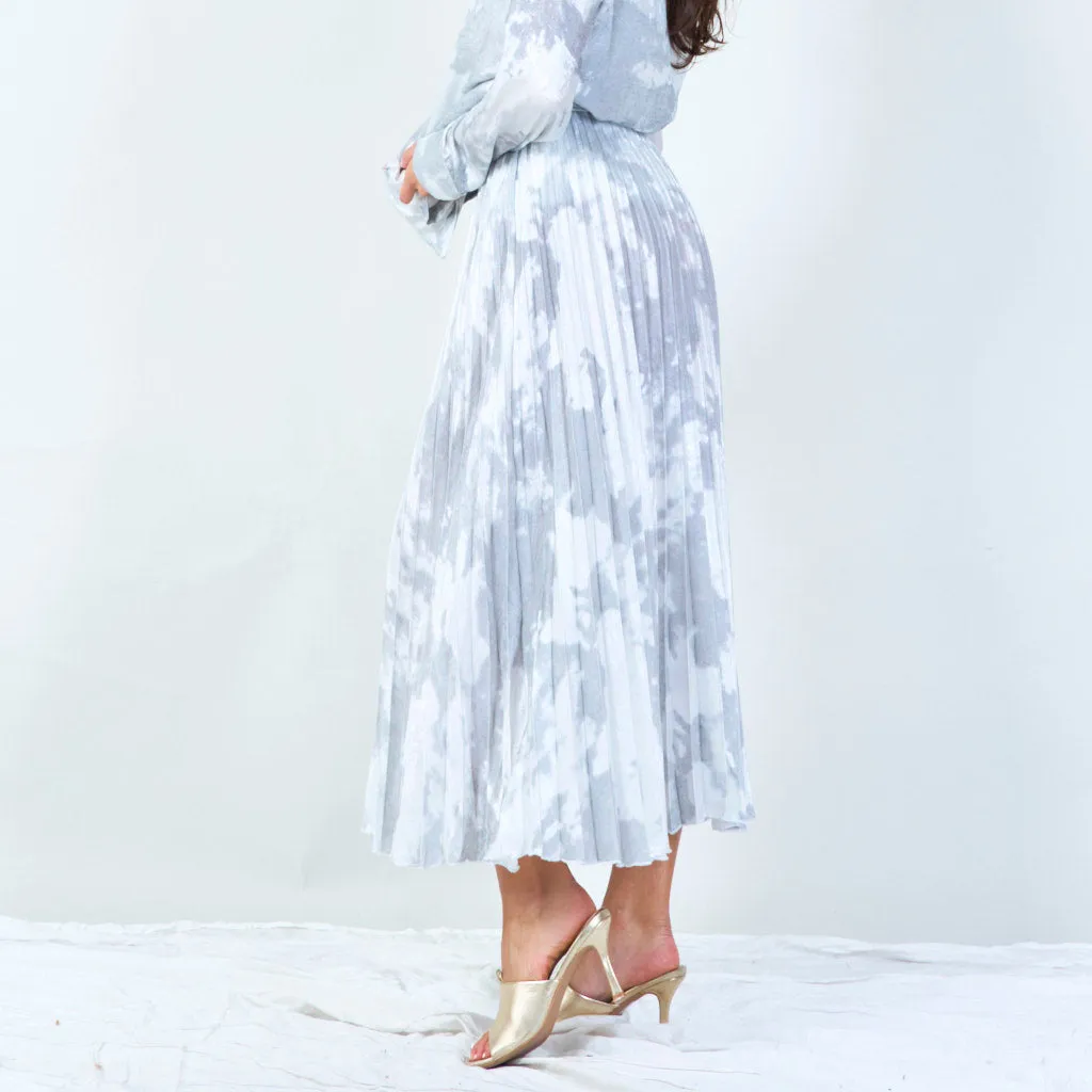 Tie-dye pleated midi skirt wholesale