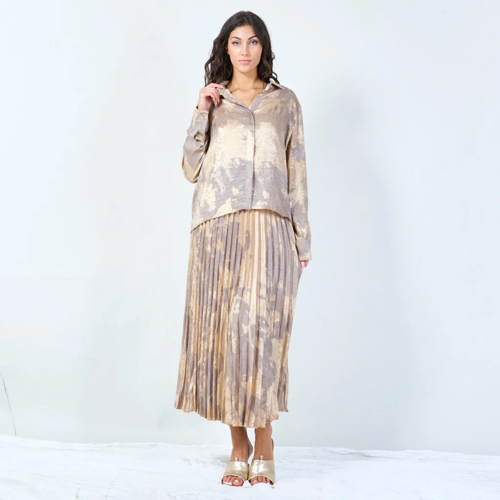 Tie-dye pleated midi skirt wholesale