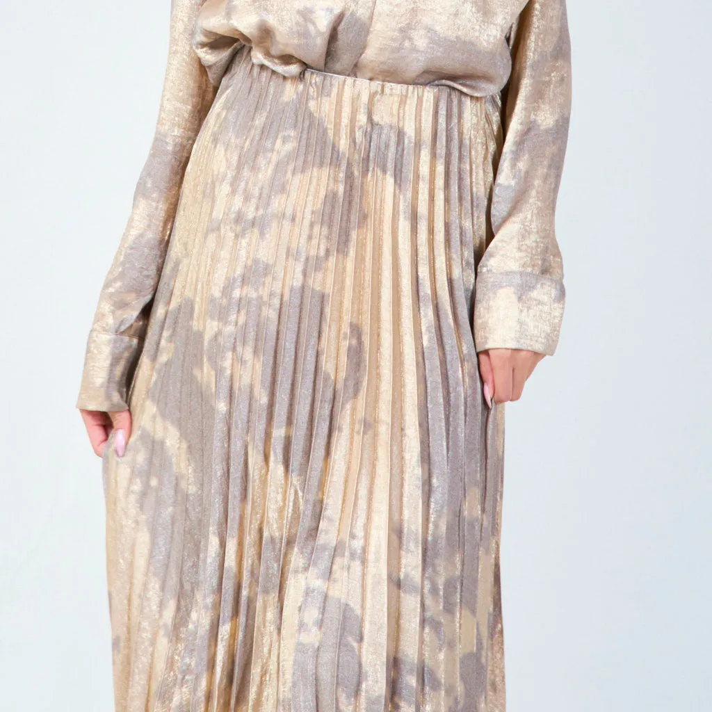 Tie-dye pleated midi skirt wholesale