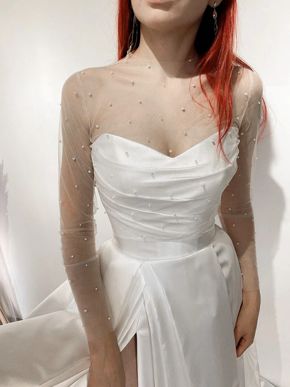 Tulle Blouse Chloe with Pearls