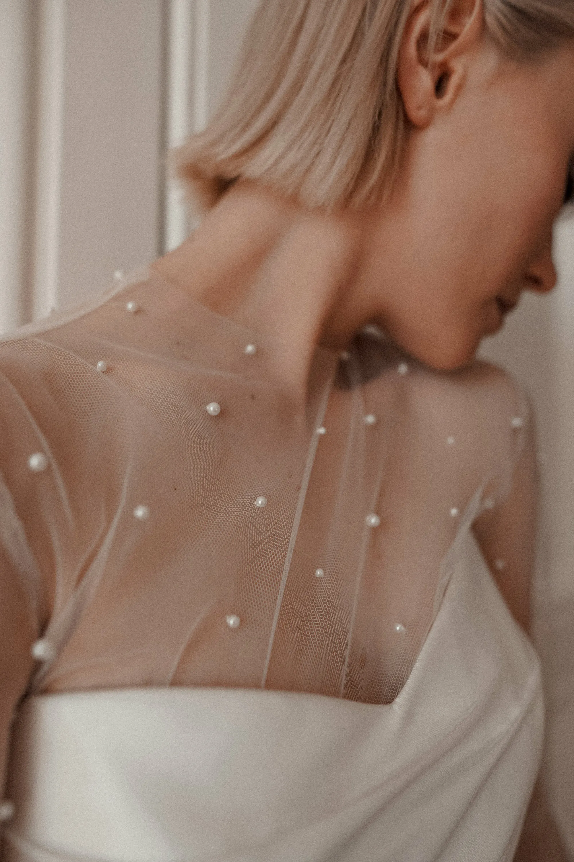 Tulle Blouse Chloe with Pearls