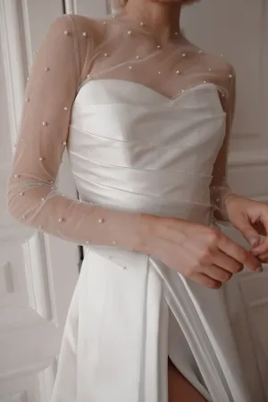 Tulle Blouse Chloe with Pearls