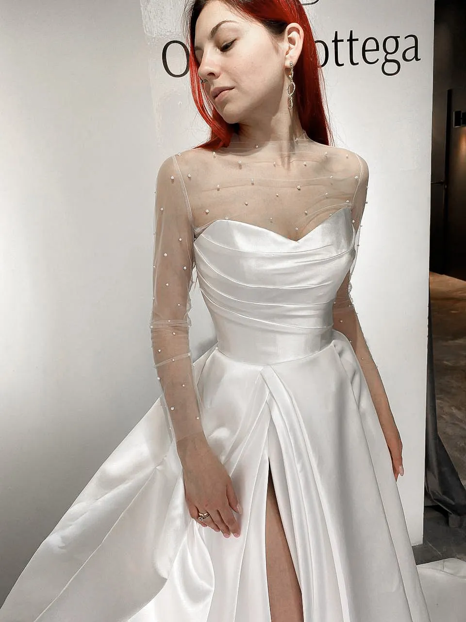Tulle Blouse Chloe with Pearls