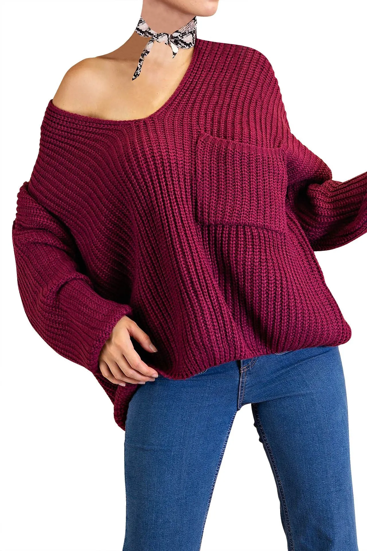 V Neck Knitted Sweater