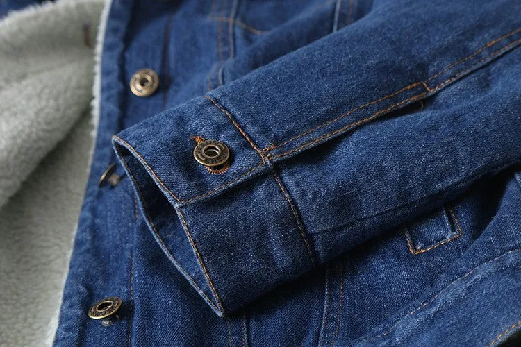 VenusFox lambswool Denim Jacket with Pockets