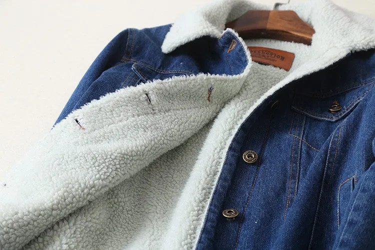 VenusFox lambswool Denim Jacket with Pockets