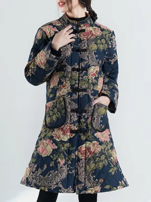 Vintage Printed Women Cotton Coats
