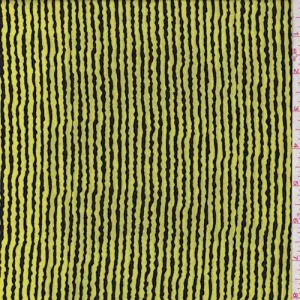 Yellow Wavy Pinstripe Crepe de Chine Fabric