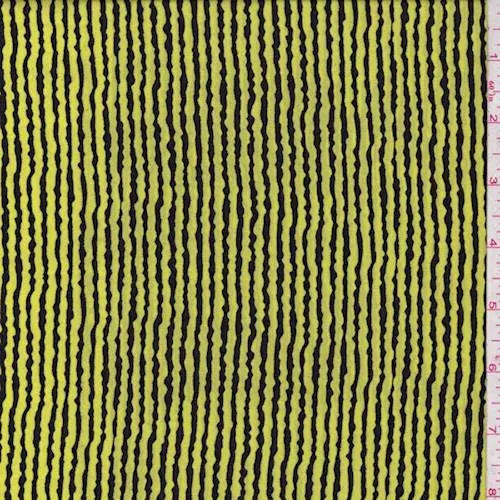 Yellow Wavy Pinstripe Crepe de Chine Fabric