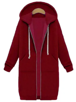 Zipper Long Sleeve Hooded Coats